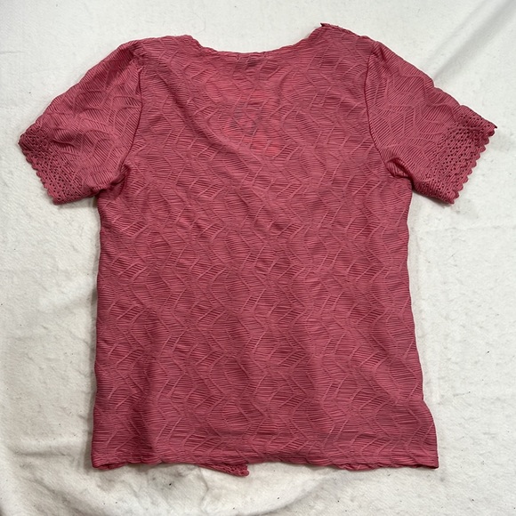 NWT Chances R Short Sleeve Blouse Shirt 2 Fer Twinset Pink Womens Size L - Picture 8 of 9